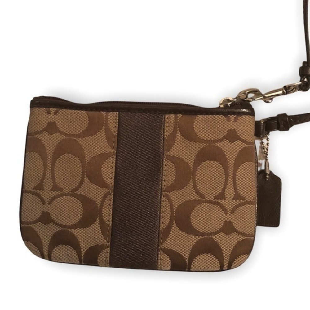 Coach brown Signature c striped wristlet bag - Picture 2 of 7